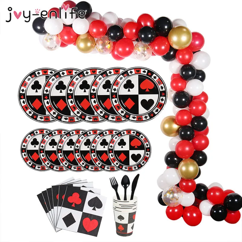 Тематическое украшение казино игральные карты одноразовая посуда для покера