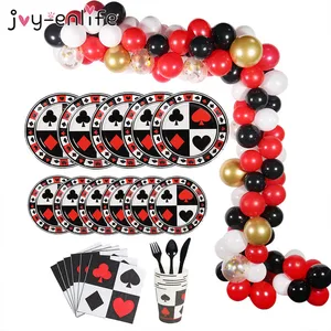 Тематическое украшение казино, игральные карты, одноразовая посуда, украшение для покера, вечеринки Лас-Вегаса, воздушный шар, игра, новечерние Волшебная вечеринка, поставка