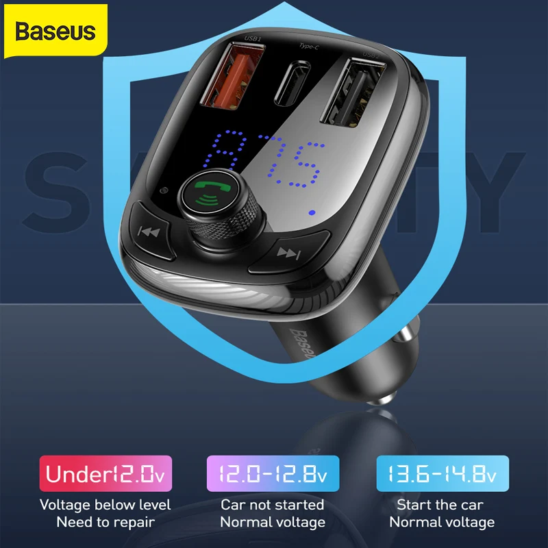 Baseus FM передатчик Bluetooth 5 0 Handsfree Автомобильный MP3 плеер и PPS QC3.0 QC4.0 5A Быстрая
