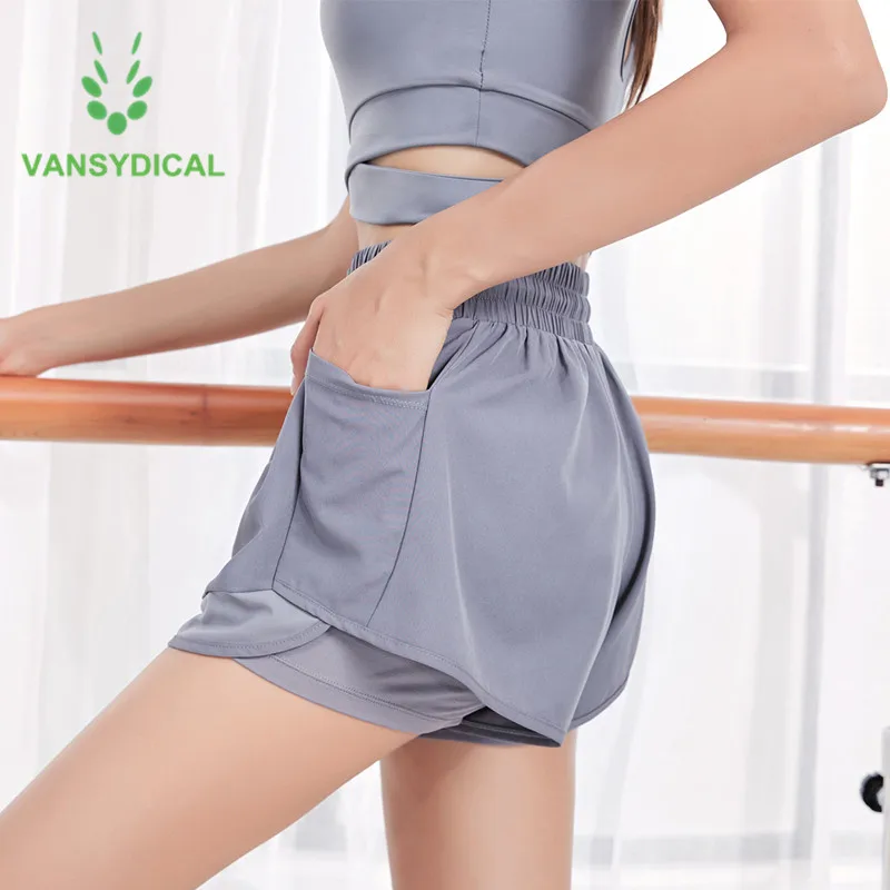 

Vansydical Women Workout Yoga Shorts Sports Running Shorts 2 in 1 Women Gym Shorts Fitness Training Cycling Leggings With Liner