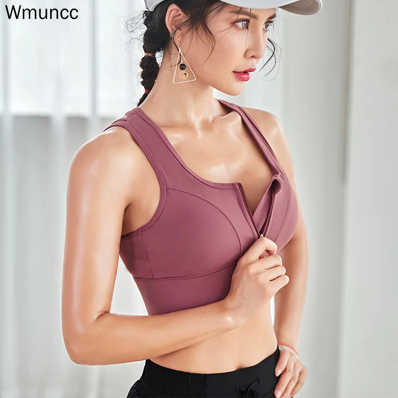 Wmuncc профессиональный спортивный бюстгальтер с застежкой-молнией спереди нижнее