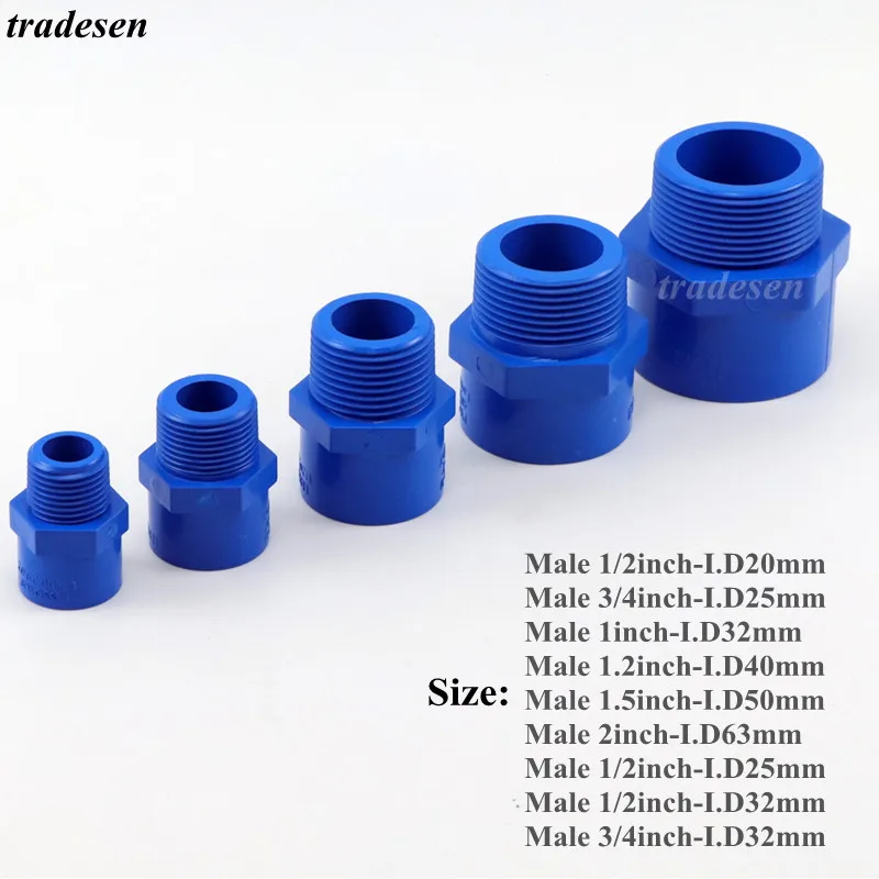 Прямой соединитель с наружной резьбой из ПВХ 1/2-2 дюйма темно-серый цвет быстрое