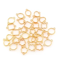 20pieces cherry love clover round metal frame diy bracelet mini frame gold charm bezel setting cabochon setting uv resin charm