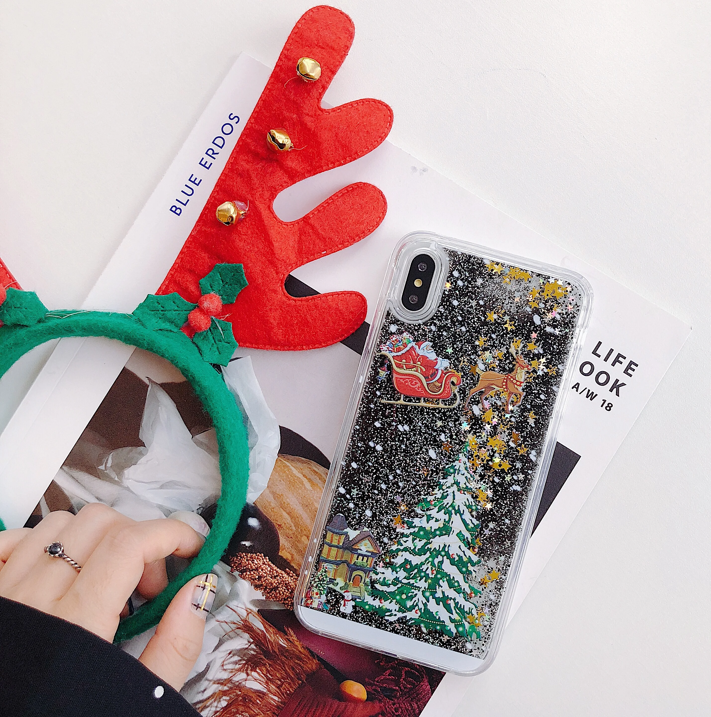 For Samsung Note 8 9 10 Pro Note10 Christmas liquid Sequin Santa elk Silicone Cover for Galaxy S7 Edge S8 S9 Plus S10 Lite Case |