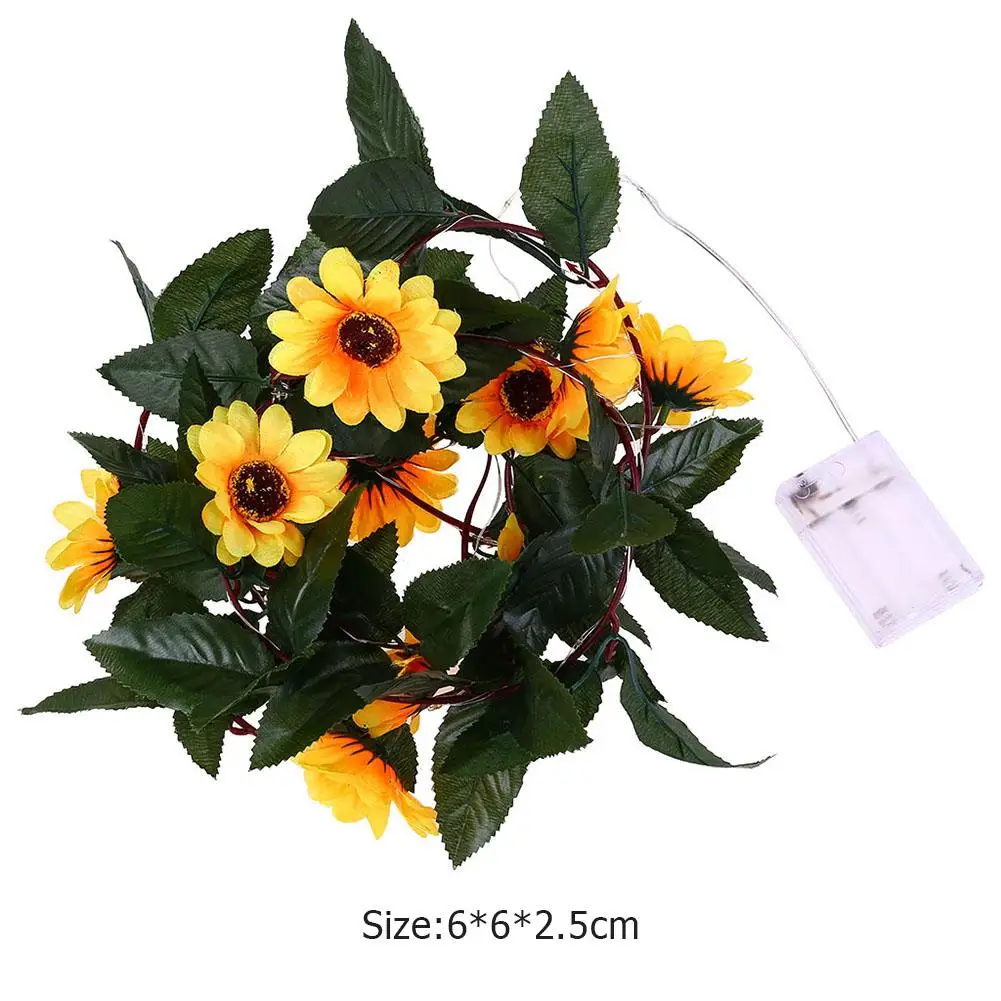 

30 LED Lights Copper Wire Flowers Green Leaves Shape String Energy Saving and Environmental Protection for Home Ornament