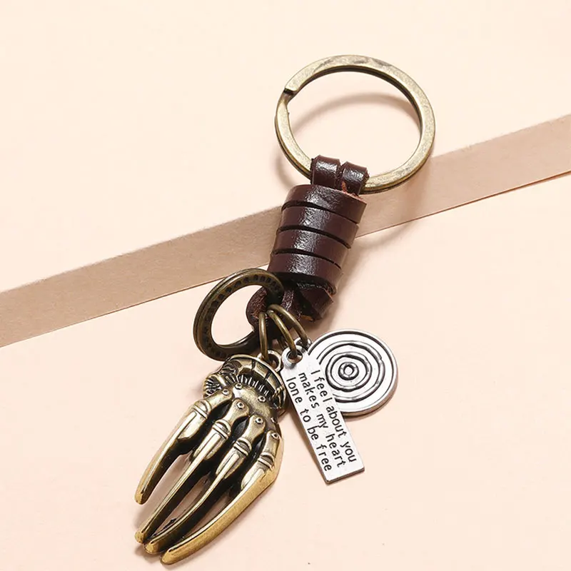 Винтажный брелок из сплава с кожаной ручкой подвеской в стиле панк для