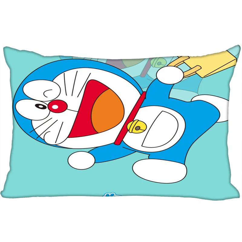 

Hot Doraemon Printed Satin Pillowcases Two sides Standard Silk Soft Rectangle zipper pillowcover More size Custom LOGO