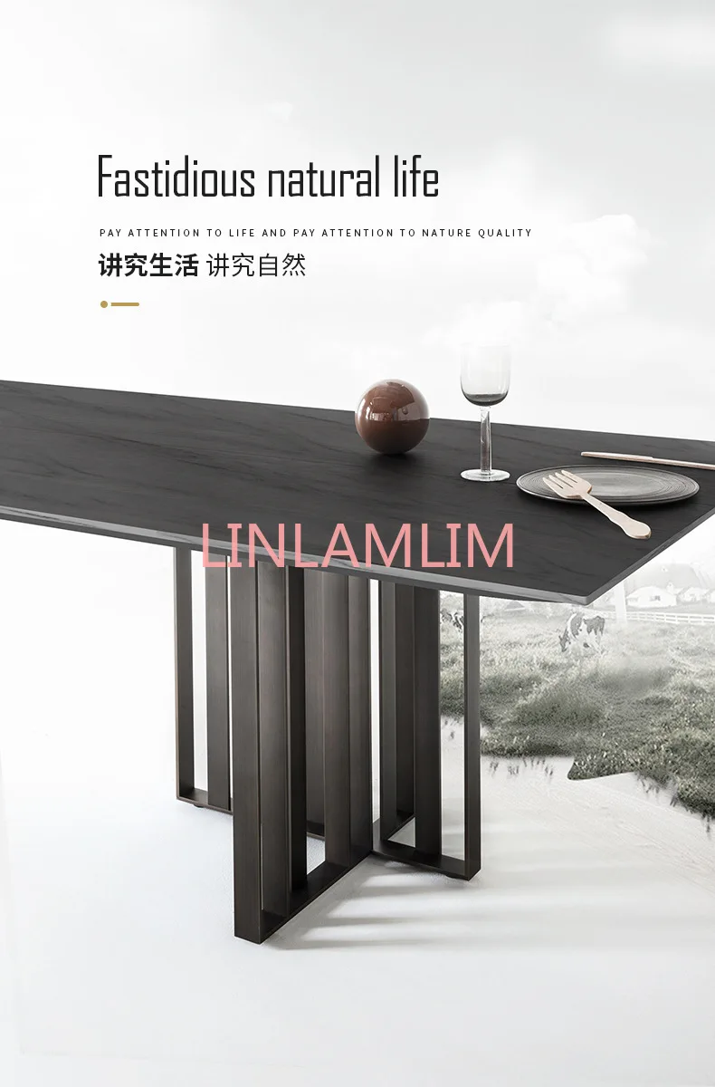 Дизайнерский уникальный набор мраморной столовой из нержавеющей стали с