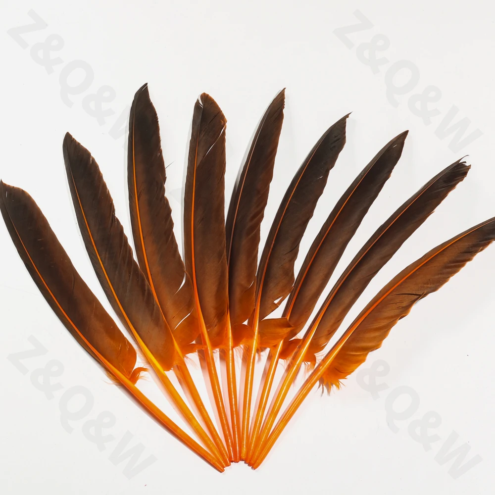 

Gray natural 25-30CM (10-12 inches) goose wing feather dyed orange 50-100PCS DIY handmade headdress mask fan material