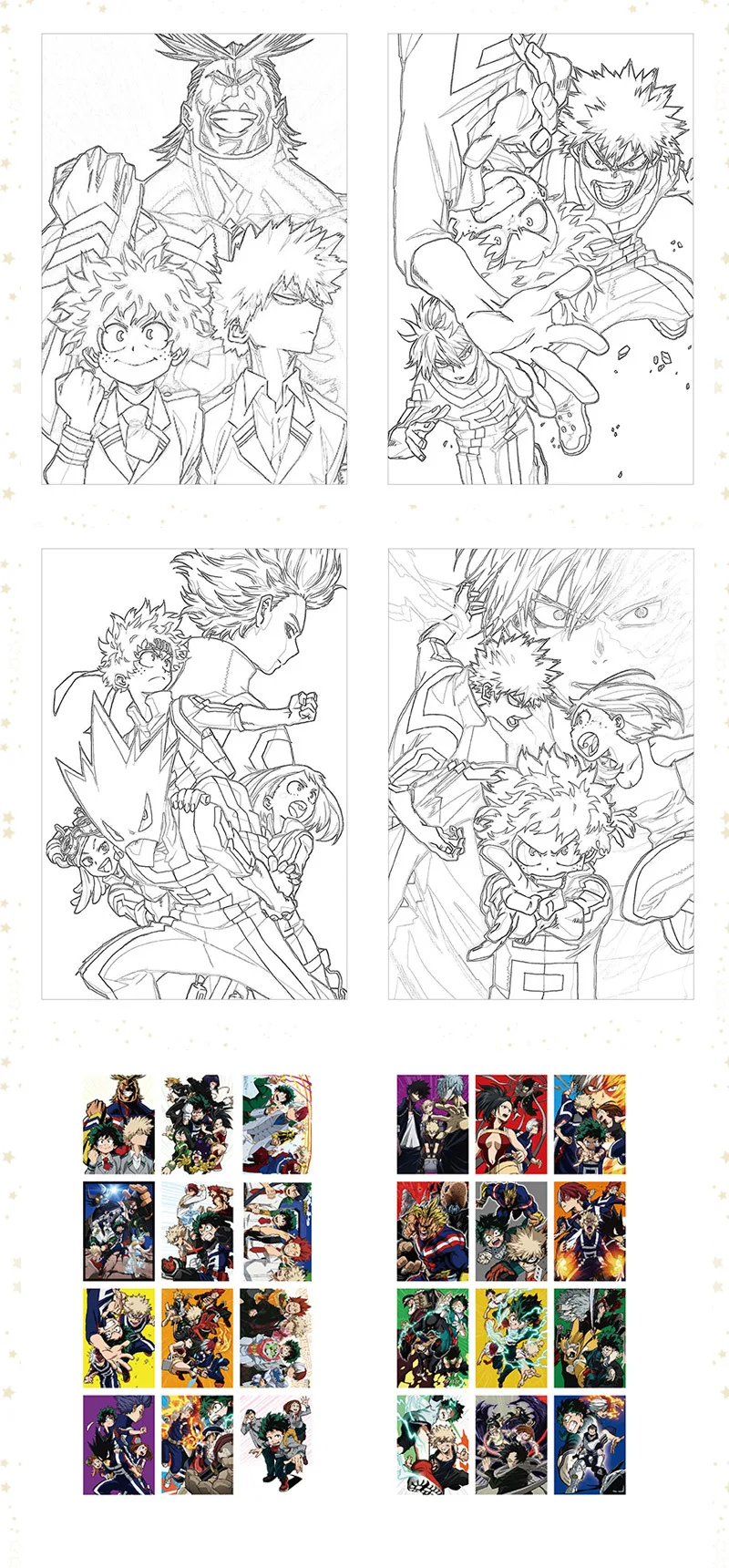 24 страницы/Книга аниме My Hero academic раскраска для детей Izuku Рисование антистресс