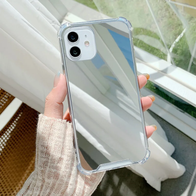 Чехлы для iPhone 12 прозрачный зеркальный чехол 13 11 Pro Max XR XS 7 8 Plus Мягкий