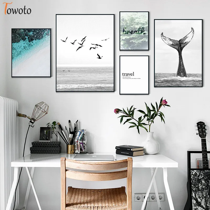 Скандинавский дорожный плакат с природными пейзажами холст картина морской