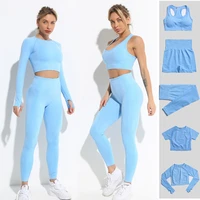 women fitness yoga suit five piece set european and american high waist hip lifting fitness point seamless sports suit female