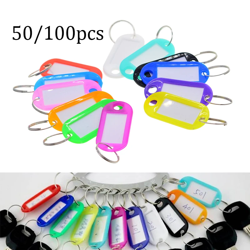 50/100 штук идентификационные бирки этикетка имя язык Crad брелок разъемное кольцо