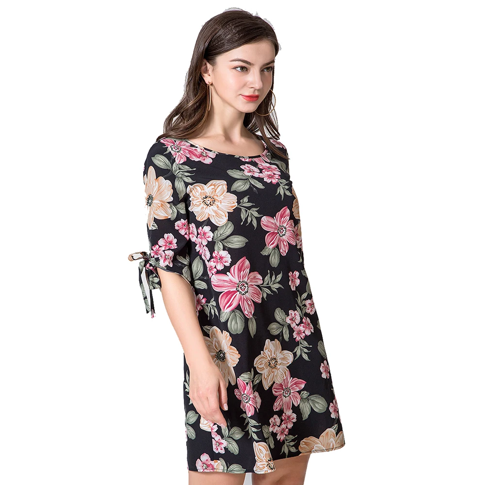 

ZOGAA Summer Women Sexy Dress Fashion O Neck Woman Floral Print Mini Dress Summer Loose Short Sleeve Party Dresses for Women