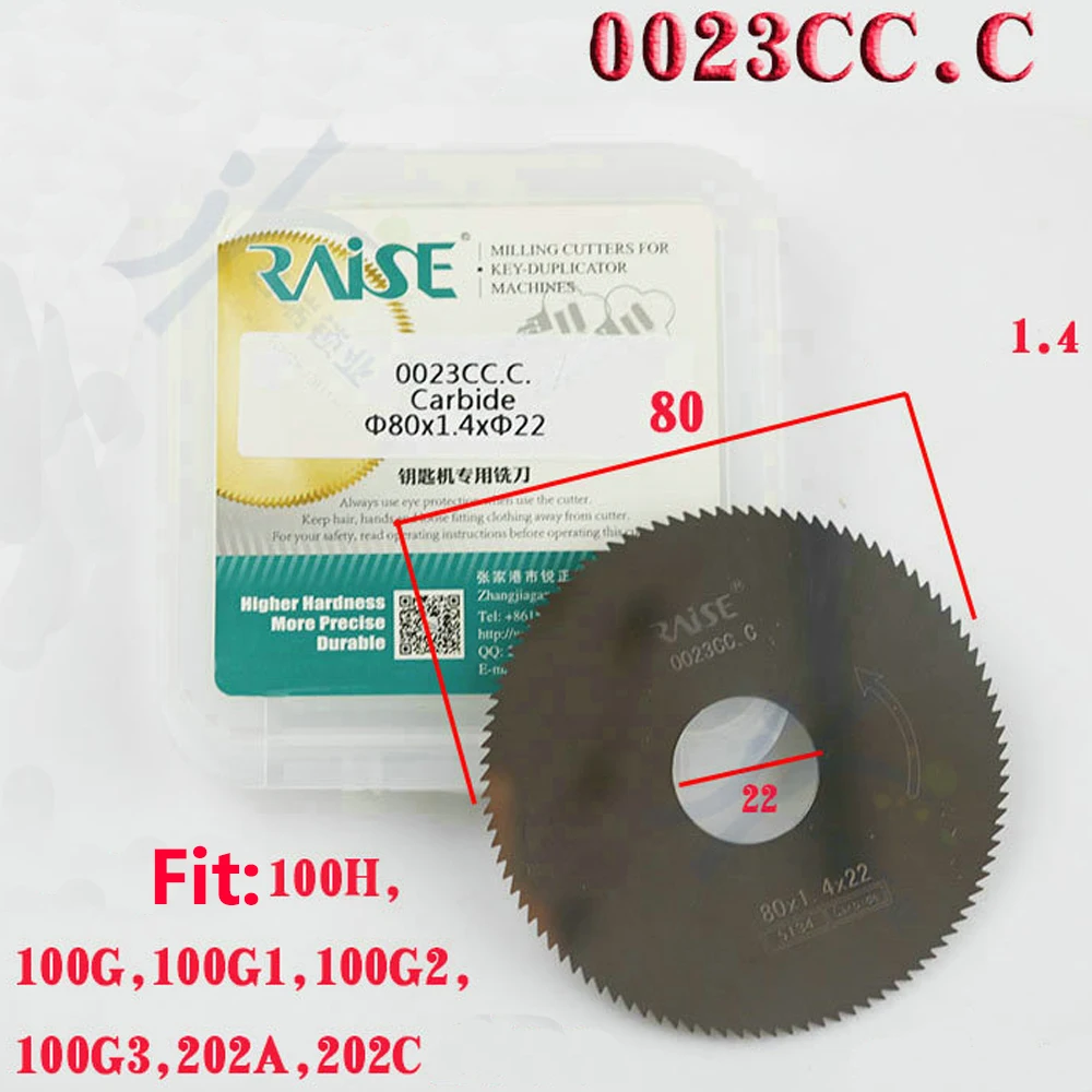 Raise 0023C.C-cortador de llaves de tungsteno para coche, minicuchilla Circular de 80x1,4X22mm, para máquinas de corte de llaves, 100H, 100G