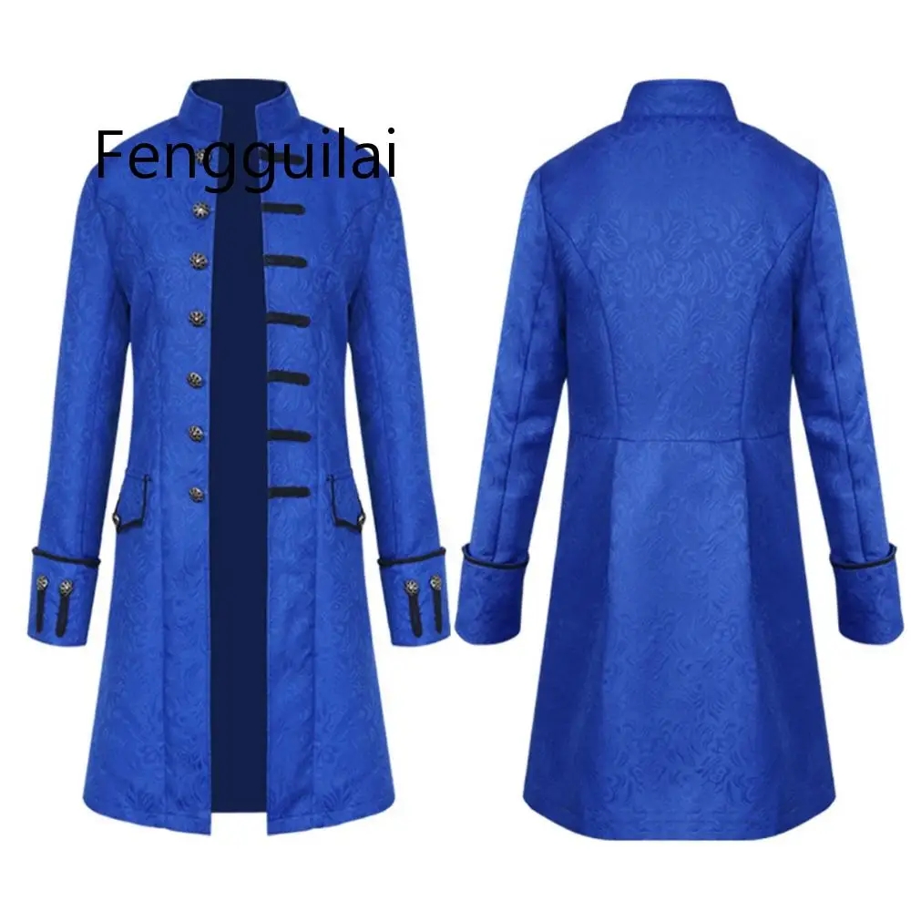 Куртка мужская из жаккардовой ткани Длинная ветровка в стиле ретро стимпанк