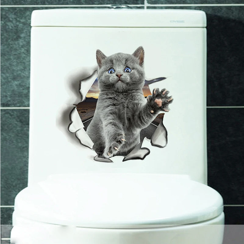 

Cute Toilet Sticker Bathroom Toilet Cover Sticker 3D Wall Stickers Animal Wc Accessories Funny for Home Bathroom Decoration