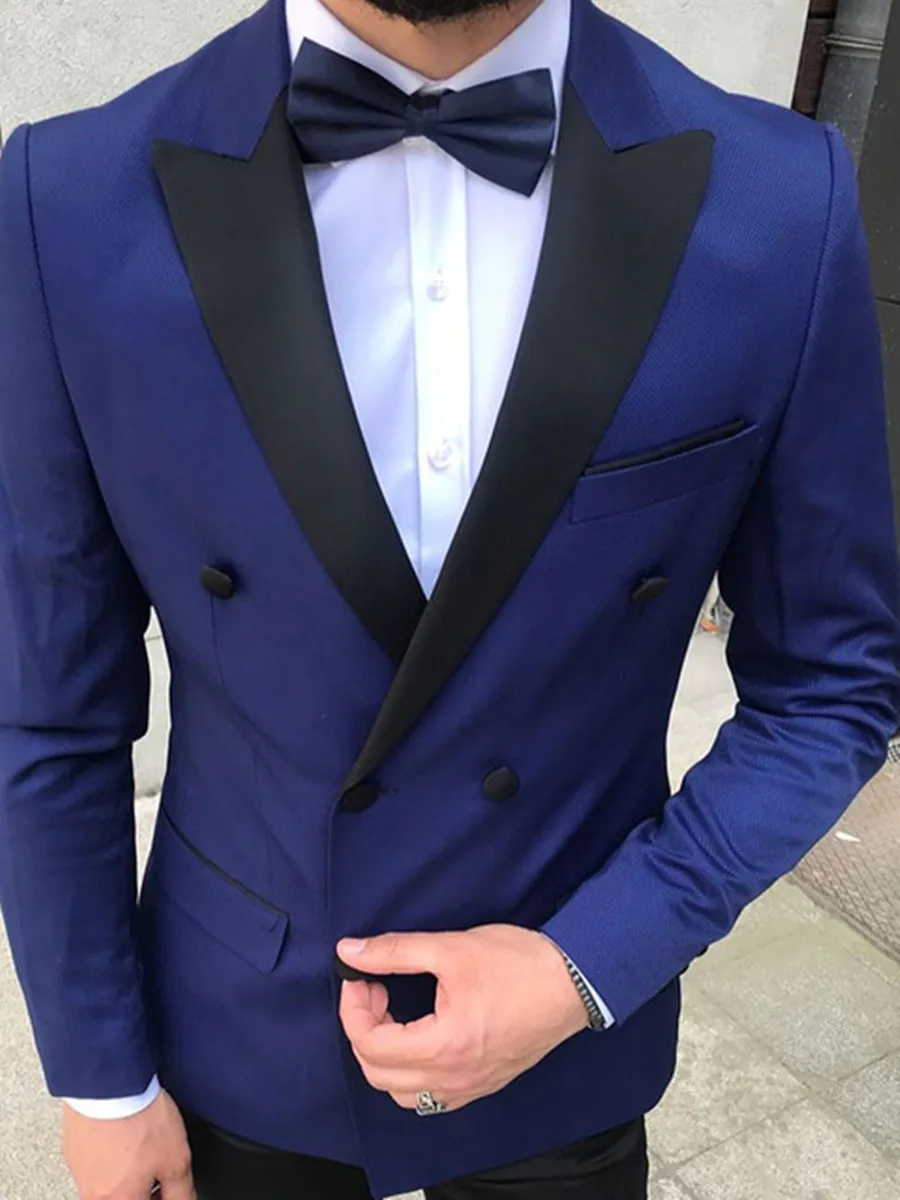 

New Arrival Double-Breasted Groomsmen Peak Lapel Groom Tuxedos Men Suits Wedding/Prom Best Blazer ( Jacket+Pants+Tie) D159