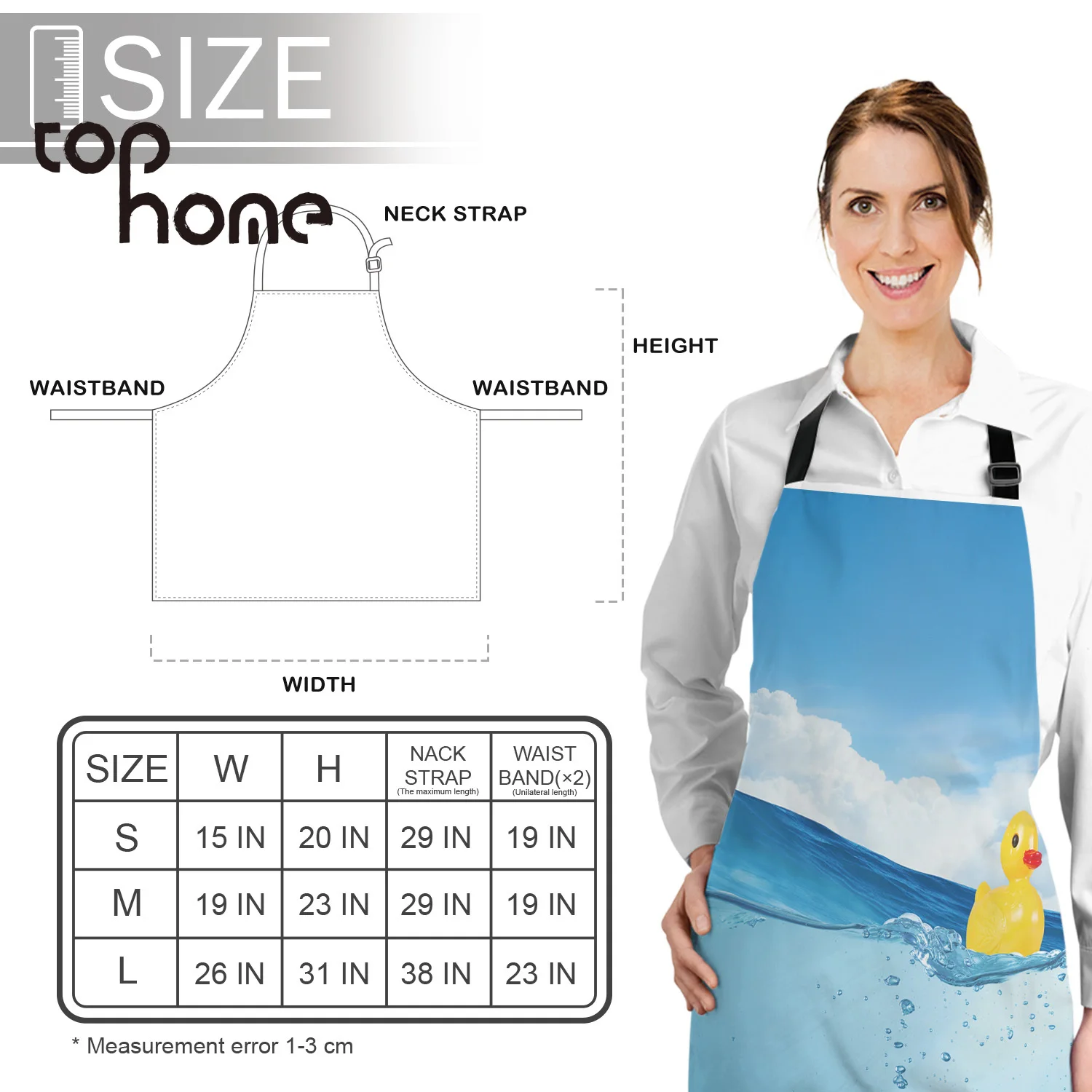 

Tophome Kitchen Apron Animal Cartoon Rubber Duck Small Yellow Duck Canvas Aprons for Men Women Kids Home Cleaning Tools