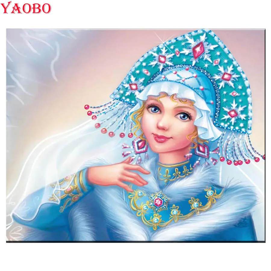 Алмазная вышивка сделай сам русская Снежная красивая девушка полноразмерная