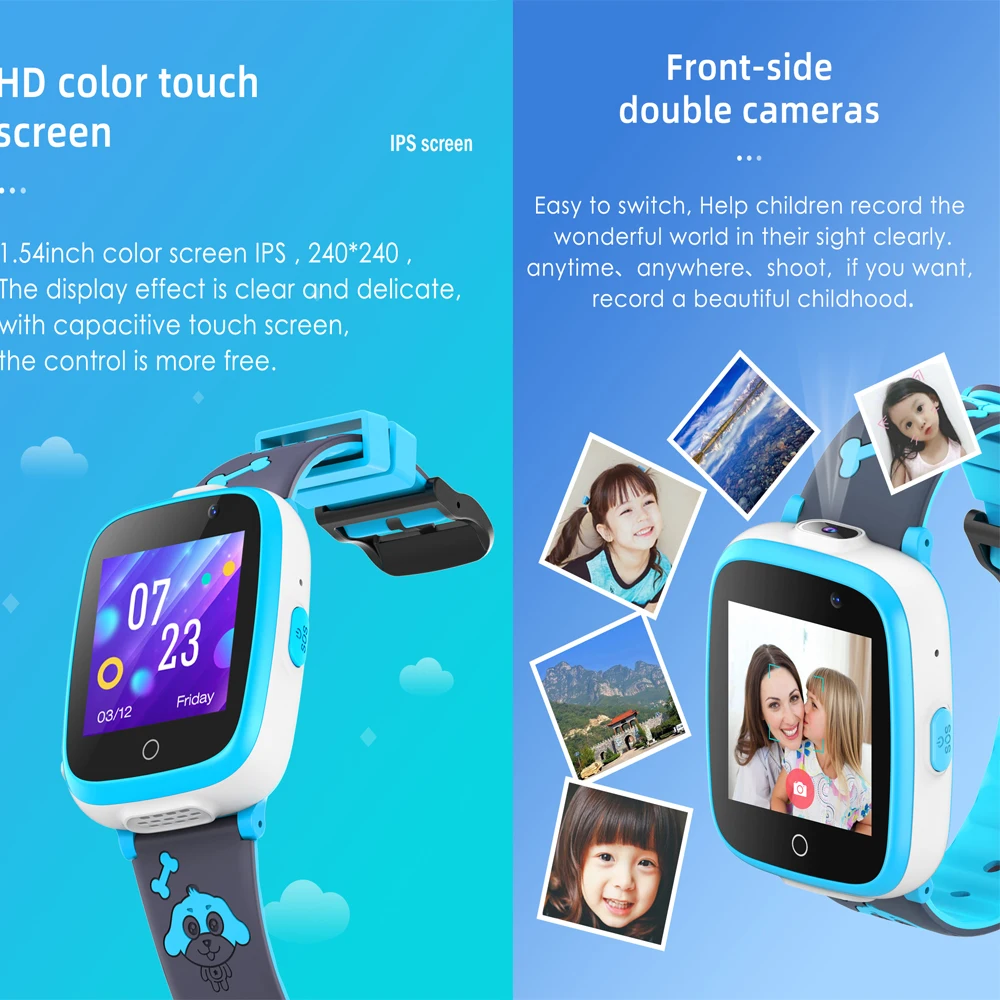 Умные часы для детей музыкальные игры телефон SOS 2G SIM-карта 2 камеры запись видео