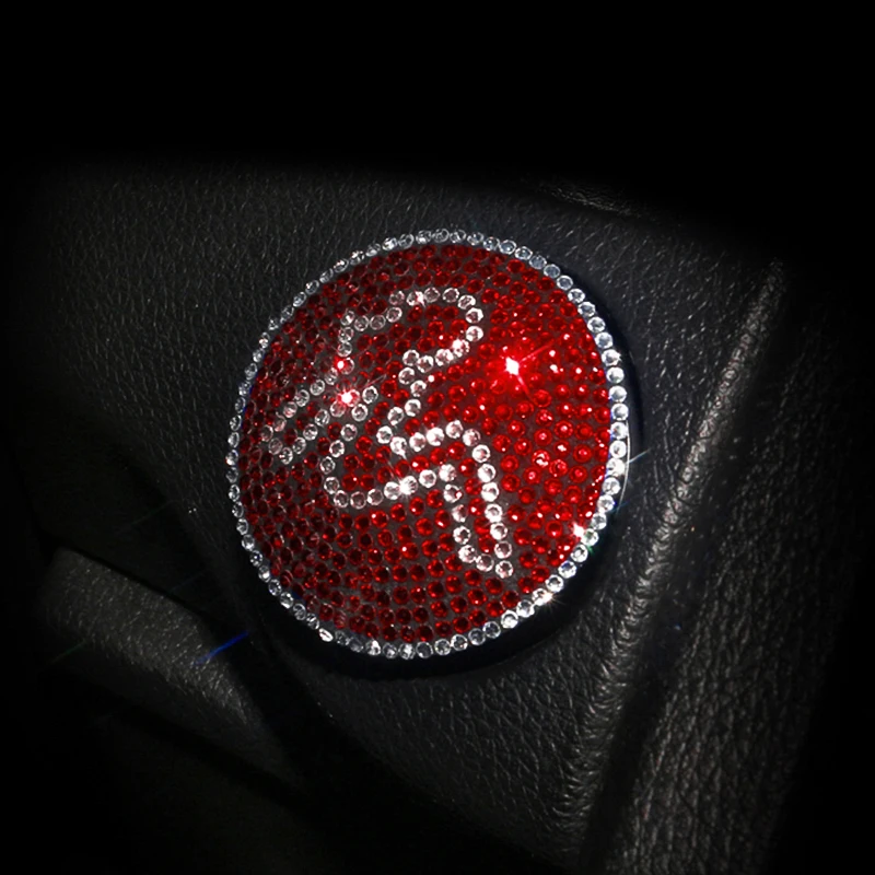 

New Car One-click Start Protective Cover Decoration Ring Button Cover Car Interior Supplies Bling Car Accessories for Woman