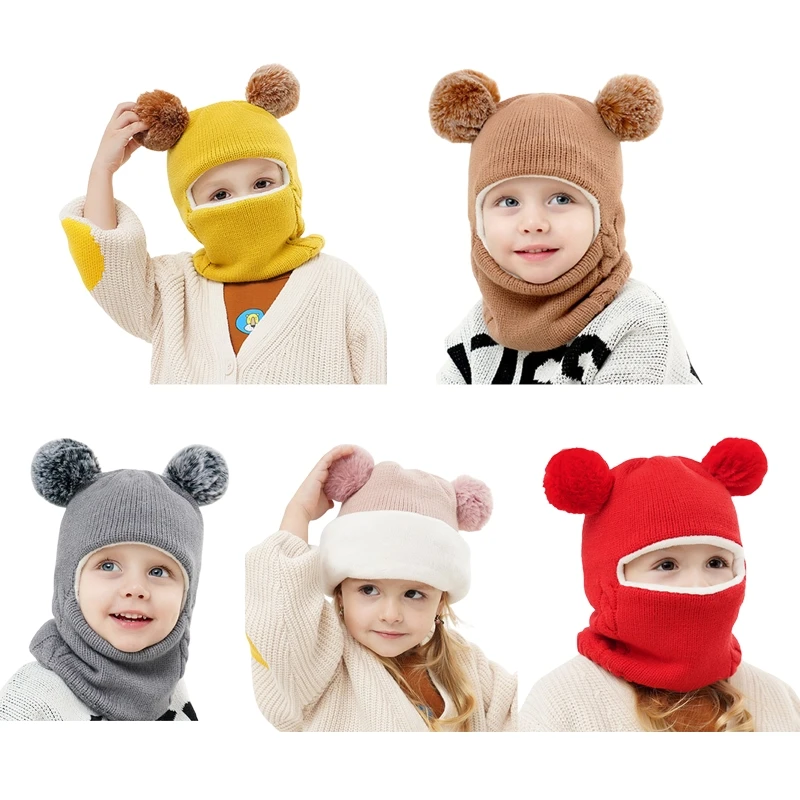 

New Toddler Kids Winter Hat Scarf Set Baby Snow Hats Girl Hood Skull Caps Ear Flaps