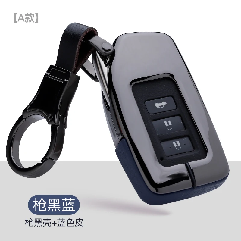 A-black blue Цинковый сплав кожаный чехол для ключей автомобиля для Lexus ES/RX/NX/RX200t nx200 ES300h ES350 ES200 ES260 LS350 LS500h защита автомобиля-Стайлинг - Название цвета: A-black blue