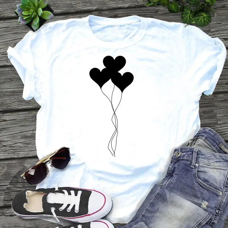 

Women 90s Style Travel Holiday Love New Graphic Fashion Cartoon Print Kawaii Regular Female Tops Tees Clothes Tshirt T-Shirt