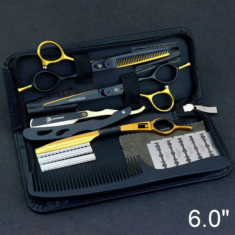 6025A60-Kit Razor 5,5/6,0 Профессиональные Японские Стальные Парикмахерские ножницы парикмахерские ножницы набор парикмахерских бритв Горячая Парикмахерская стилист набор ножниц - Цвет: 6025A60-Kit Razor