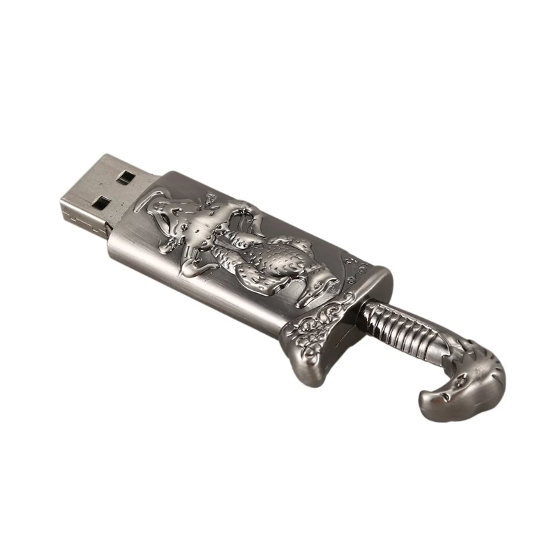 Металлический флеш-накопитель USB 2 0 с памятью в виде модели меча черный 16 ГБ |