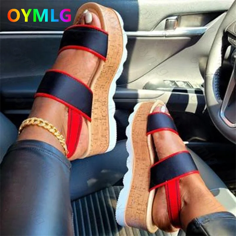 

summer new large size Roman style thick-soled wedge with buckle platform heel sandals women's two sandals with increased height