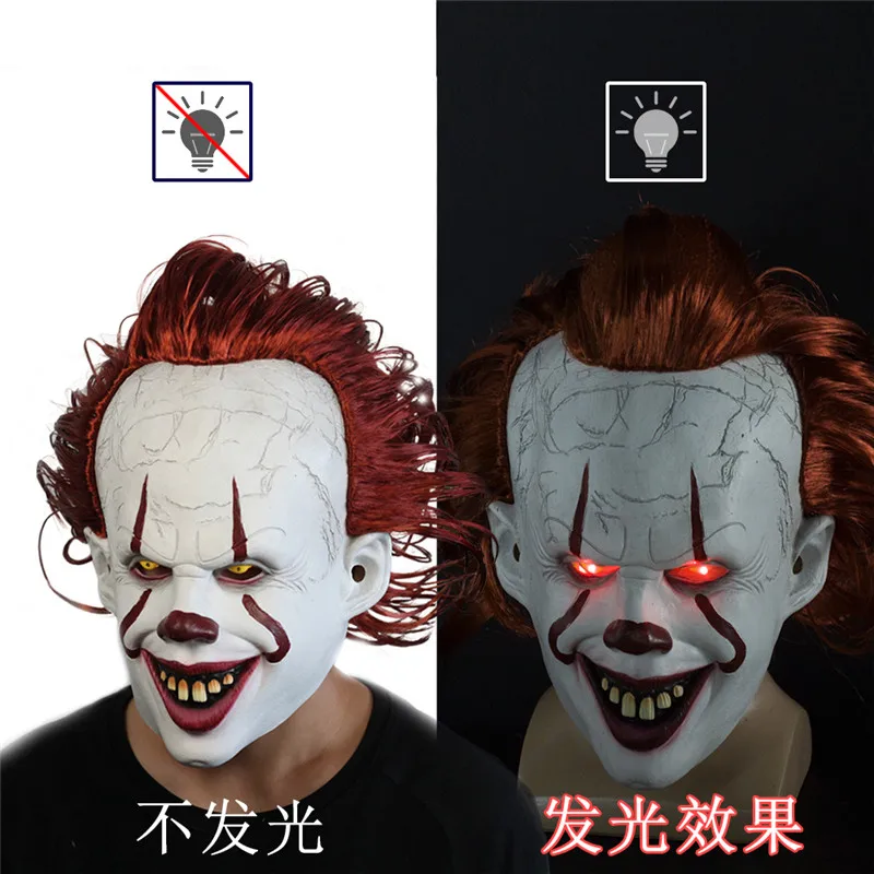 Новинка, 2 типа, светодиодный маска-клоун в стиле ужасов,, фильм «It Chapter 2 Pennywise», маска-клоун, латекс, страшные костюмы на Хэллоуин, реквизит