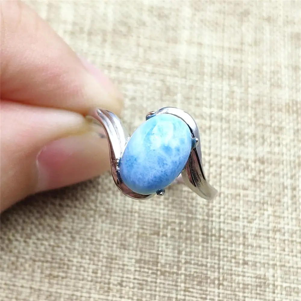 Лучшее натуральное голубое кольцо с ларимаром из стерлингового серебра 925 пробы