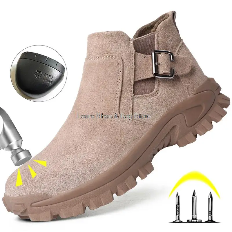 

Ботинки мужские со стальным носком, резиновые, износостойкие защитные рабочие ботинки, защита от искры сварщика