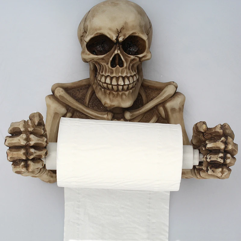 

Держатель для туалетной бумаги в виде черепа, украшения для Хэллоуина в стиле ретро, настенный держатель для рулона туалетной бумаги, подст...
