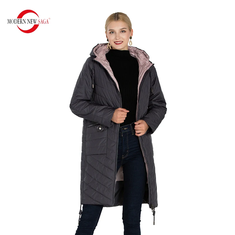 MODERN NEW SAGA 2022 Women Quilted Coat Long Jacket Autumn Cotton Padded Coat Parka Women Coats Overcoat Plus Size Winter Coats