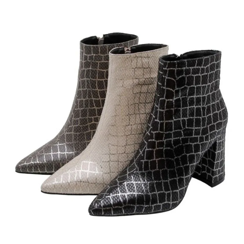 Женские ботильоны на высоком каблуке Taoffen зимние дизайнерские полусапожки в