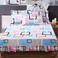2020 thickened sanding bedspread wedding bet set cover soft non slip king queen bed skirt including pillowcase 2 pcs