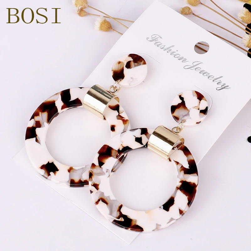 Серьги для женщин, акриловые, Boho, ацетат, висячие серьги, модные, большие, богемные, аксессуары, геометрические, Роскошные, трендовые, для лица