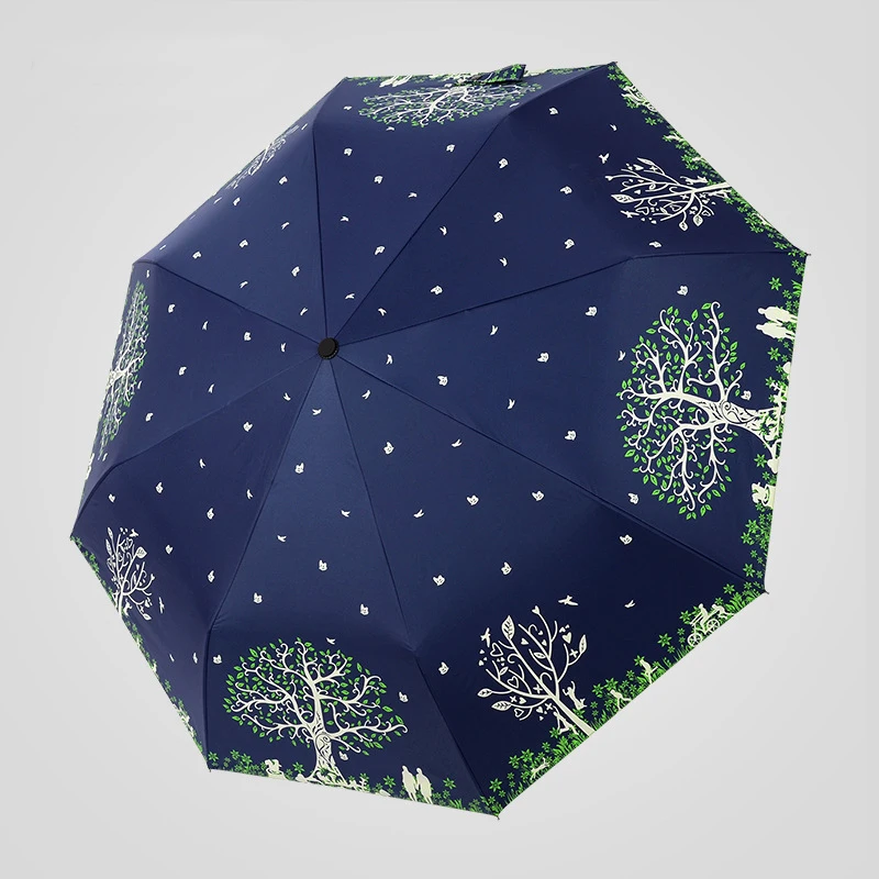 

3 Folding 8 Ribs High Quality Love Life Tree Charms Umbrella Rain Women Uv Umbrella Car for Womens Windproof Umbrellas