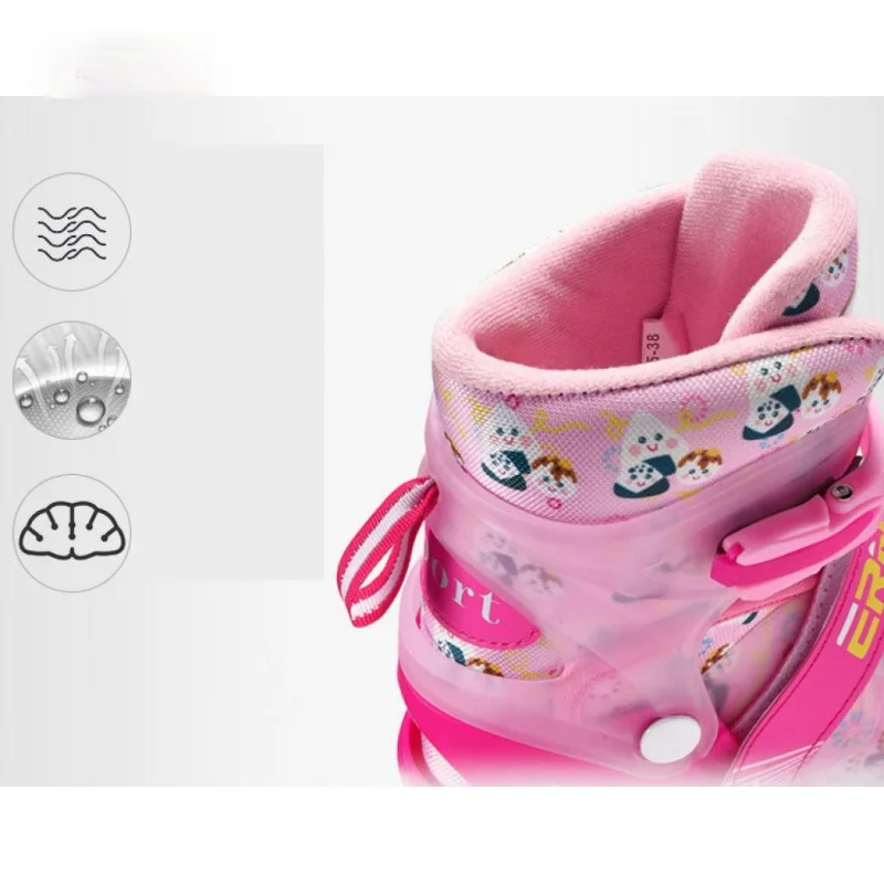 

Children'S Double Row Flat Shoes Skates Beginner Kids Professional Roller Skates Roller Skates For Girls Boys Inline Skates PINK