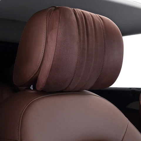 Мягкая замшевая подушка для шеи с эффектом памяти, подходит для автомобильного подголовника, подушка для шеи BMW Audi, подушка Mercedes-Benz S-class Maybach