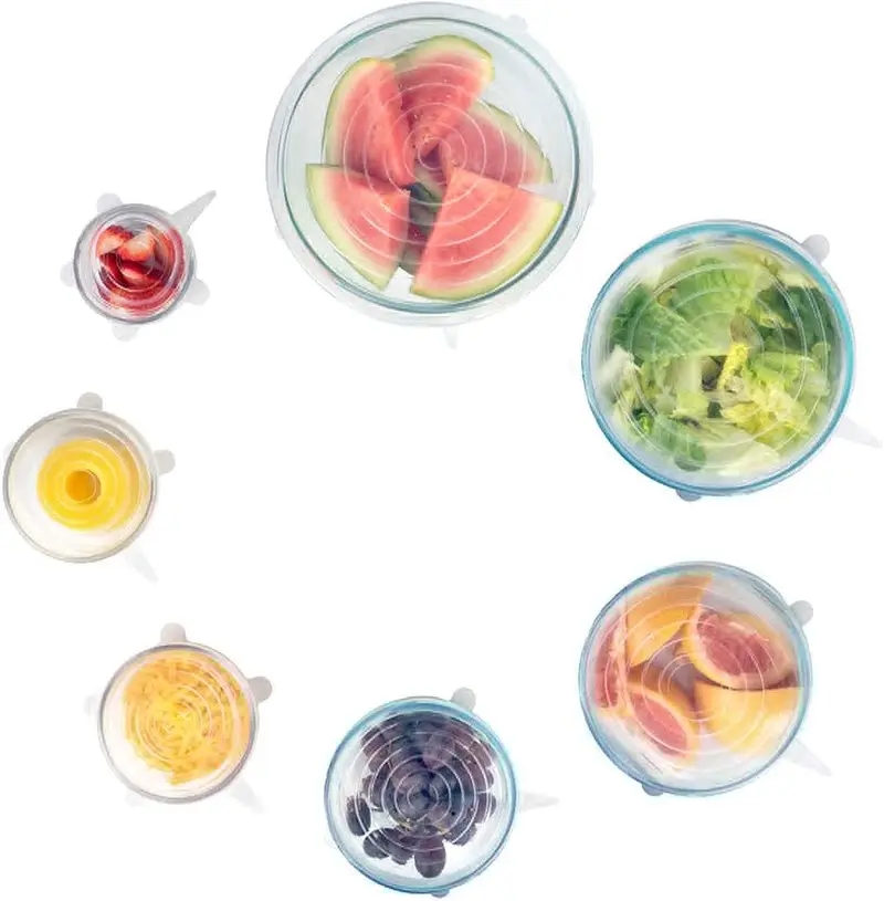 6 шт./компл. силиконовая крышка для еды эластичная универсальная горшка|Крышки