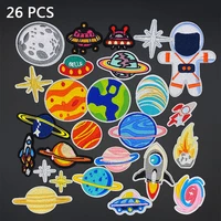 26pcslot ufo astronaut planet parch embroidered iron on patches for clothing diy motif stripes clothes stickers custom badges