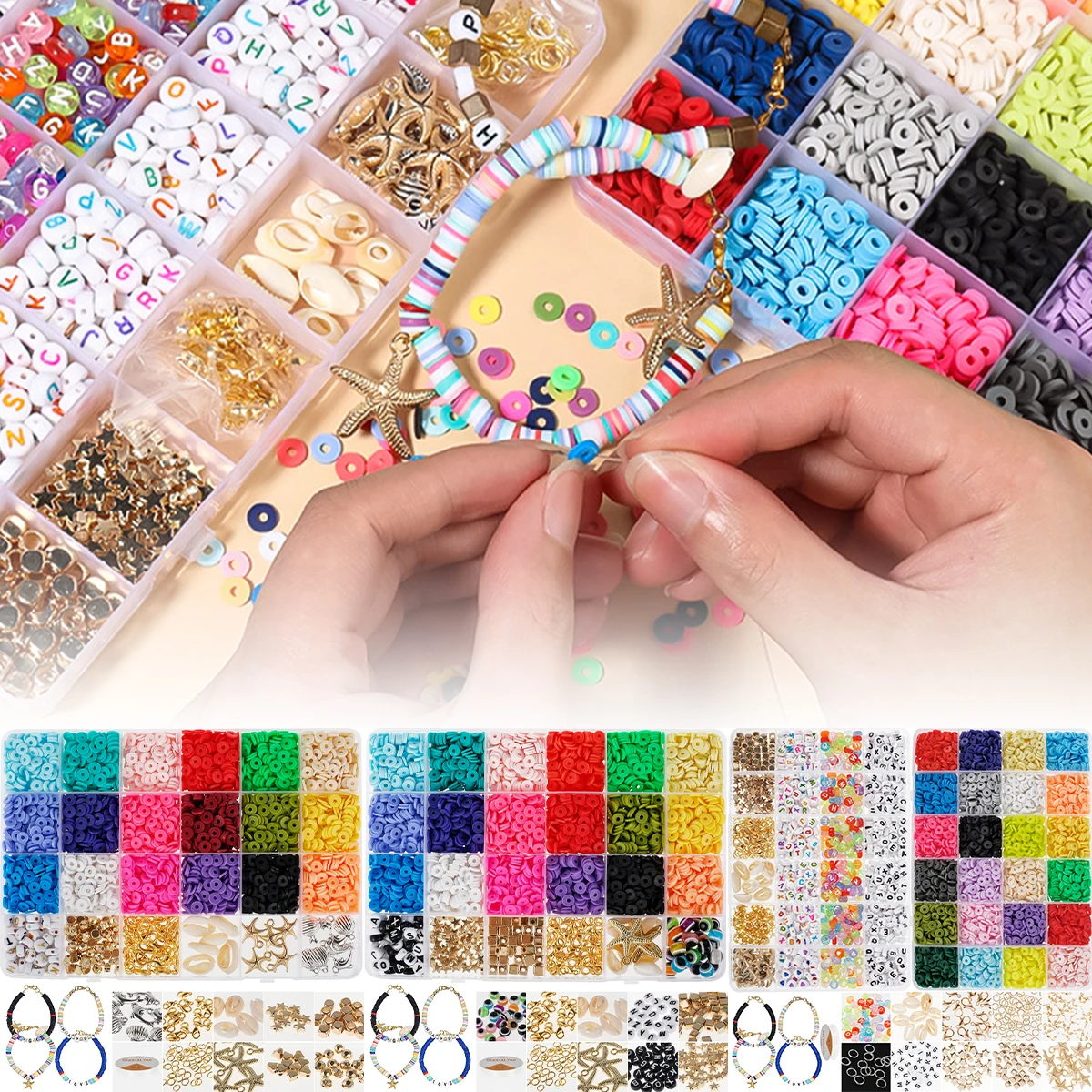 

6mm Clay Spacer Beads Round Flat Smiley Beads Polymer Clay Beads For Jewelry Making DIY Handmade Accessories