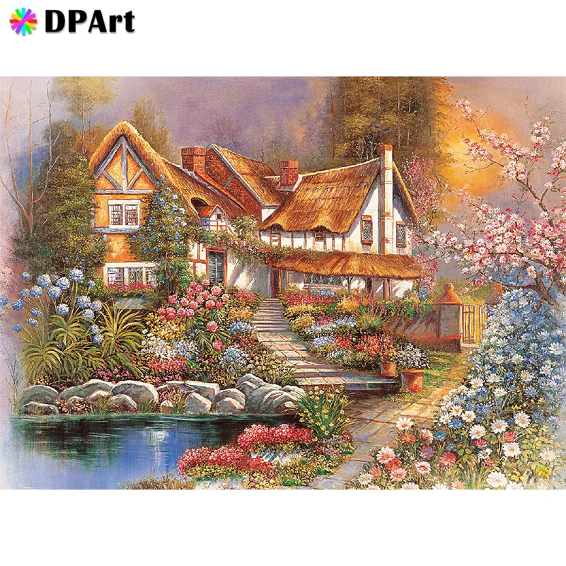 Алмазная живопись 5D квадратная/круглая вышивка пейзаж дома крестиком мозаика