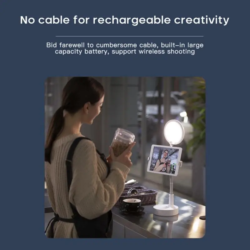 

Portable Phone Holder Stand With Dimmable LED Selfie Fill Light Lamp Phone Overhead Floor Stand For Office Work Live Broadcast