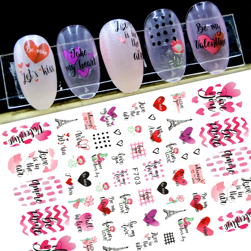 

New 3D Stickers for Nails Sweet Love Heart Nail Sticker Foil Decals Nail Art Decorations Manicure Accessories